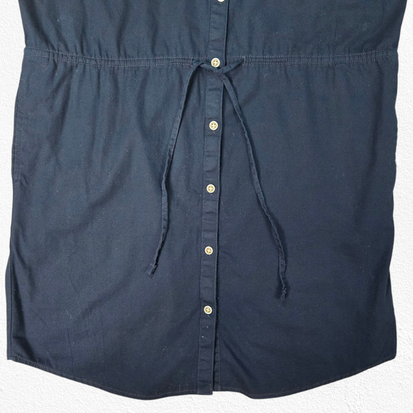 Banana Republic Dark Blue Button Front Short Sleeve Shirt Utility Dress Size 10 - Picture 6 of 8